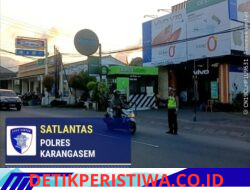 Rutinitas Anggota Lantas Polres Karangasem Lakukan Gatur Pagi di Simpang Tiga BTN Taman Asri Karangasem