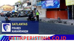 Rutinitas Pos Sore, Satlantas Polres Karangasem Lakukan Gatur Lalin di Pasar Senggol Jalan Gajah Mada Amlapura