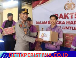 Berbagi Kebahagiaan di Hari Bhayangkara, Kapolres Karangasem Salurkan Bantuan Sembako kepada Driver Ojol