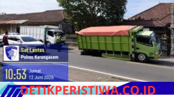 Respon Cepat Sat Lantas Polres  Karangasem Urai Kemacetan, saat  Truk Muatan Berat Patah As di Jalan A. Yani