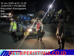 Cegah Tindak Kriminalitas Dini Hari, Polsek Bebandem Gelar Blue Light Patrol di Objek Vital dan Pemukiman