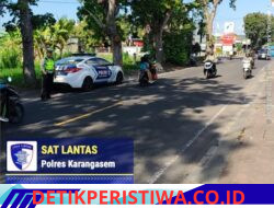 Cegah Lakalantas, Satlantas Polres Karangasem Berikan Himbauan tidak Sembarangan Parkir Truk di Kawasan Wisata Candidasa