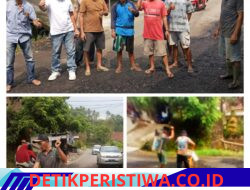 Peduli Jalan Rusak, Warga Desa Pajajar Swadaya Tambal Jalan Kumbung – Pajajar