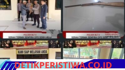 Tokoh Masyarakat Desa Karang Jaya Menyerahkan Senpira Kepolsek Belitang II
