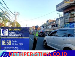 Rutinitas Atensi Pos Sore, Satlantas Polres Karangasem Lakukan Gatur Lalin di Pasar Senggol Jalan Gajah Mada Amlapura