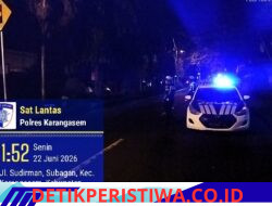 Rutinitas Turjagwali Satlantas Polres Karangasem Laksanakan Patroli Barcode dan Blue Light Patrol 