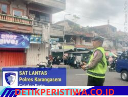 Tekan Angka Lakalantas, Satlantas Polres Karangasem Atensi Pos Sore, Lakukan Gatur Lalin di Pasar Senggol Jalan Gajah Mada Amlapura