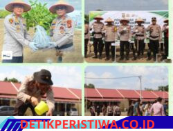 Giat Penanaman Bibit Pohon Pada Program Penghijauan Dan Pelestarian Lingkungan Bertempat Di Aspol Polres Oku Timur Dalam Rangka Memperingati HUT Bhayangkara Ke 80 Tahun 2026