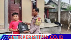 Bhabinkamtibmas Desa Pempatan Polsek Serahkan Bantuan Perlengkapan Alat, kepada Anak Yatim Piatu 