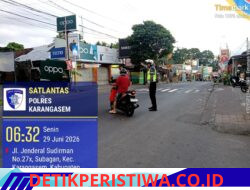 Pastikan Kelancaran Arus Lalulintas, Anggota Lantas Polres Karangasem Lakukan Gatur Pagi di Simpang Tiga BTN Taman Asri Karangasem