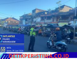 Tekan Angka Lakalantas, Satlantas Polres Karangasem Lakukan Gatur Lalin di Pasar Senggol Jalan Gajah Mada Amlapura