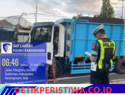 Tekan Kelalaian Truk Tanpa Terpal, Satlantas Polres Karangasem Berlakukan Tilang Manual