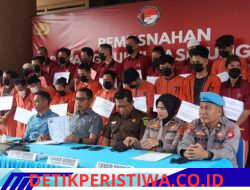 Musnahkan 2,9 Kg Sabu dan Ratusan Ekstasi, 35 Tersangka Diamankan di Polda Sumsel