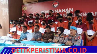Musnahkan 2,9 Kg Sabu dan Ratusan Ekstasi, 35 Tersangka Diamankan di Polda Sumsel
