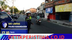 Satlantas Polres Karangasem Rutin Lakukan Pos Sore dan Gatur Lalin, di Pasar Senggol Jalan Gajah Mada Amlapura
