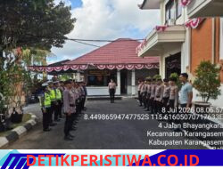 Jelang Masa Pergantian Tugas Piket di Mako, Sat Lantas Polres Karangasem Ikuti Apel Serah Terima Tugas Jaga