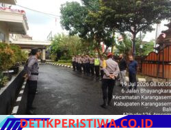 Jelang Pergantian Piket Jaga di Mako, Sat Lantas Polres Karangasem Ikuti Apel Serah Terima Tugas Jaga