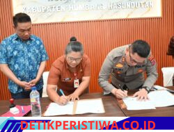 PEMERINTAH DAERAH BERSAMA POLRES HUMBAHAS TANDATANGANI NPHD PILKADES SERENTAK
