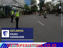 Cegah Lakalantas, Personel Sat Lantas Polres Karangasem mengintensifkan Gatur Lalin di Simpang 3 Pesagi