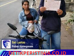 Tekan Angka Pelanggaran Lalulintas, Satlantas Polres Karangasem Berikan Teguran Tertulis kepada Pengendara Tanpa Helm