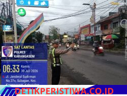 Pastikan Kelancaran Arus Lalulintas, Anggota Lantas Polres Karangasem Lakukan Gatur Pagi di Simpang Tiga BTN Taman Asri Karangasem