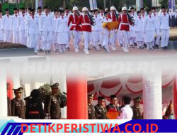 Kapolres Hadiri Upacara Penurunan Bendera di Halaman Kantor Bupati Belitung Timur