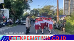 Semarakkan HUT RI ke-81, TNI-Polri dan Satpol PP Bersinergi Kawal Lomba Gerak Jalan Tingkat SD di Kec. Bebandem