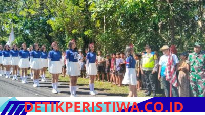 Semarakkan HUT RI Ke-81, Kapolsek Bebandem Kawal Langsung Lomba Gerak Jalan Tingkat SMP dan SMA/SMK