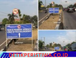 Banner Patuhi Rambu Bermunculan di Sejumlah Akses Menuju Simpang Lima Krian, Pengemudi Diingatkan Taat Aturan, Kanitlantas Polsek Krian Dikonfirmasi Tidak Respon