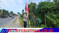 Polsek dan Koramil Peureulak Barat Perkuat Semangat Kebangsaan Lewat Pemasangan Bendera Merah Putih