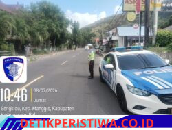 Satlantas Polres Karangasem Terjunkan Unit Turjawali, Lakukan Gatur Lalin di Kawasan Obyek Wisata Candidasa