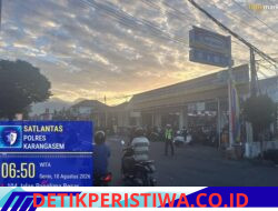 Rutinitas Pagi Anggota Sat Lantas Polres Karangasem Lakukan Gatur Pagi, di Simpang Tiga BTN Taman Asri Karangasem