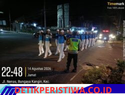 Pastikan Berjalan Lancar, Personel Polsek Bebandem Amankan Jalur Gerak Jalan 45 KM Hingga Larut Malam