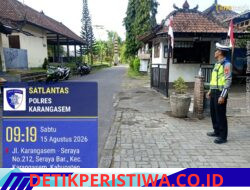 Rutinitas Sat Lantas Polres Karangasem Berikan Pengamanan, di Kawasan Obyek Wisata Taman Sukasada Ujung