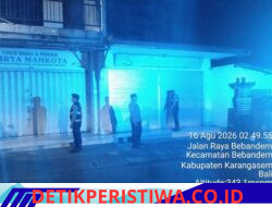 Jaga Kondusivitas Situasi Kamtibmas Malam Hari, Polsek Bebandem Gelar Blue Light Patrol di Wilkum Polsek Bebandem