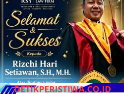 Rizchi Hari Setiawan, S.H., M.H. Raih Gelar Magister Hukum, Kabiro Sidoarjo Media DetikPeristiwa.co.id Sampaikan Ucapan Selamat