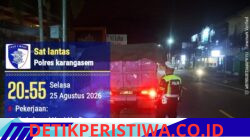 Melalui Giat Blue Light Patrol, Unit Turjagwali Polres Karangasem Berikan Himbauan kepada Sopir Parkir Truk tidak Parkir Sembarangan 