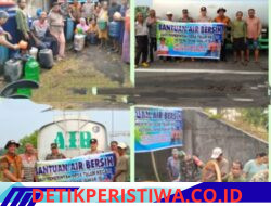 Pemdes Teluk Kecapi Bersama Polsek Pemulutan Oi Beri Bantuan Air Bersih Kepada Warga Yang Terdampak Kekeringan