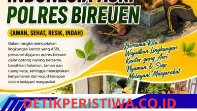 POLRES BIREUEN GELAR GERAKAN INDONESIA ASRI, CIPTAKAN KEBERSIHAN LINGKUNGAN KANTOR