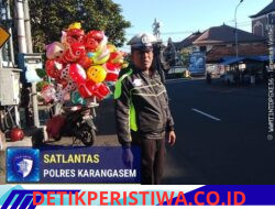 Rutinitas Pos Sore, Satlantas Polres Karangasem Lakukan Gatur  Lalin di Pasar Senggol Jalan Gajah Mada Amlapura