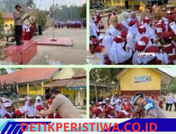 Polsek BMT Polres Oku Timur Membagikan Masker Gratis Untuk Siswa – siswi SD N 2 Teko Rejo