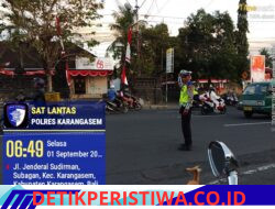 Cegah Lakalantas, Personel Sat Lantas Polres Karangasem Intensifkan Gatur Lalin di Simpang 3 Pesagi