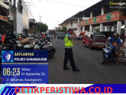 Pastikan Kelancaran Arus Lalulintas, Sat Lantas Lakukan Gatur Lalin di Pasar Amlapura