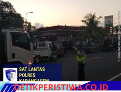 Tingkatkan Keamanan dan Pastikan Kelancaran Pemdistribusian, Sat Lantas Polres Karangasem Lakukan Gatur Lalin di Kawasan Pertamina Subagan