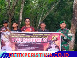 Polsek SS III Bersama Danramil Dan Forkopimcam Serta Warga Masyarakat Setempat Melaksanakan Kegiatan Patroli Mitigasi Karhutla