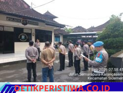 Pimpin Apel Pagi Kanit Samapta  Polsek Sidemen Tekankan kepada Personelnya Hindari Pinjaman Online dan Judi Online