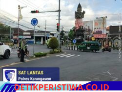 Pastikan Ketertiban dan Kelancaran Arus Lalulintas, Personil Sat Lantas Polres Karangasem Lakukan Gatur Pagi di Ktl 1 Subagan