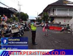 Rutinitas Gatur Lalin Sat Lantas Polres Karangasem, Ciptakan Kawasan Pasar Timur Amlapura Terpantau Landai Lancar  