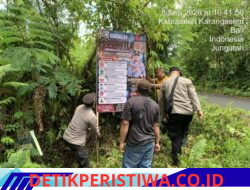 Cegah Karhutla, Polsek Bebandem Berikan Himbauan kepada Masyrakat Melalui Pemasangan Spanduk di Titik Rawan
