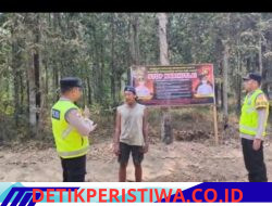 Patroli Mitigasi Karhutla Polsek Semendawai Suku III, Polisi Pasang Banner dan Imbau Warga Tidak Membakar Lahan